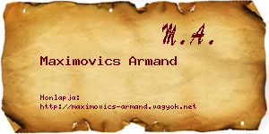 Maximovics Armand névjegykártya
